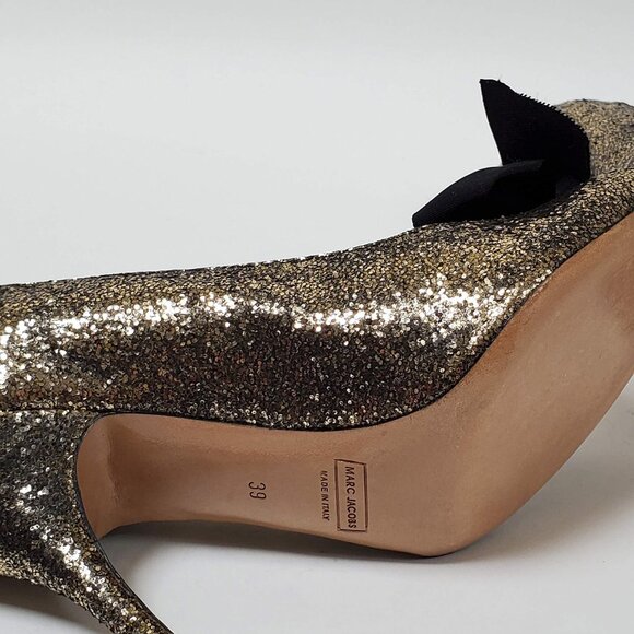 MARC JACOBS SHOES GLITTER GALACTICA GROSGRAIN BOW PUMPS sz IT 39 US 9 - Picture 12 of 14
